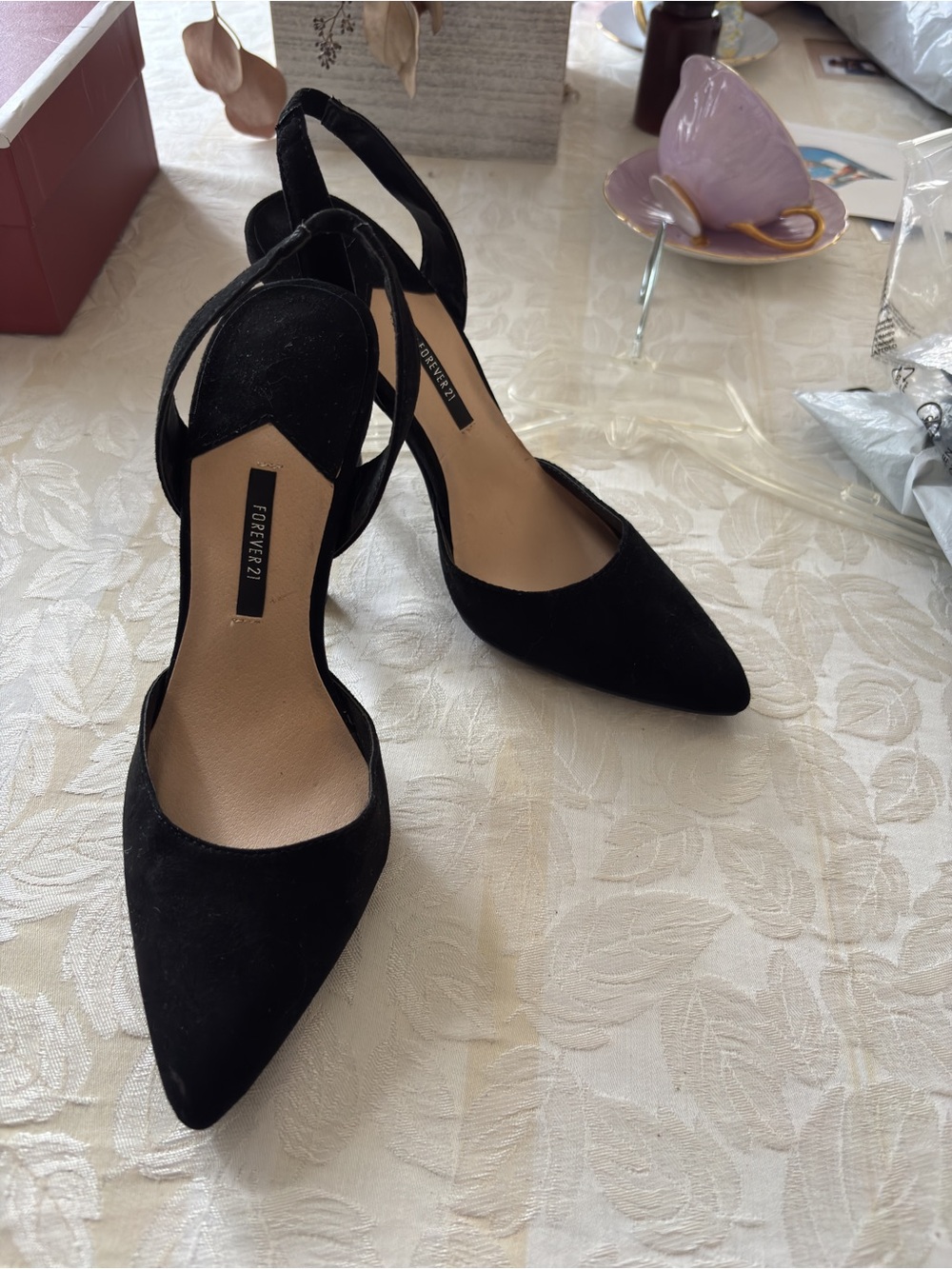 Forever 21 Black Pointed Slingback Pumps